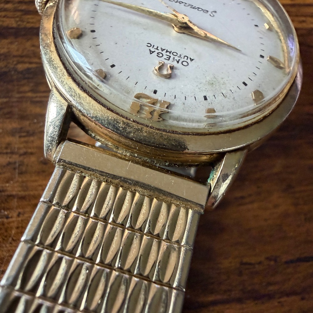 Vintage RUNS OMEGA Automatic Seamaster Watch 10K Plated TOPS + FNDS 14K filled - Picture 9 of 11